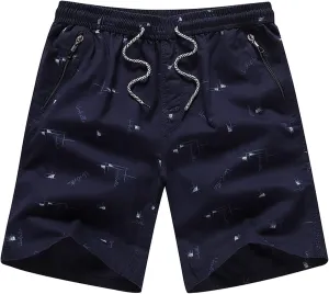 Sinzelimin Shorts for Men's Summer Casual Sport Sweatpant Drawstring Elastic Waist Short Cargo Pants Five-Point Beach Pants