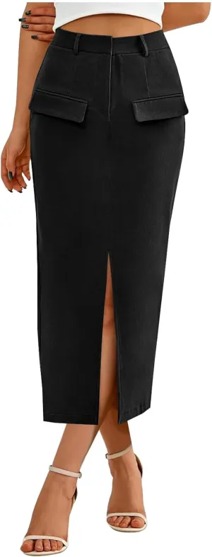 Skirts for Women Midi Bodycon Work Elegant Sexy High Cut Slit Pencil Plain Skirt Women 2025