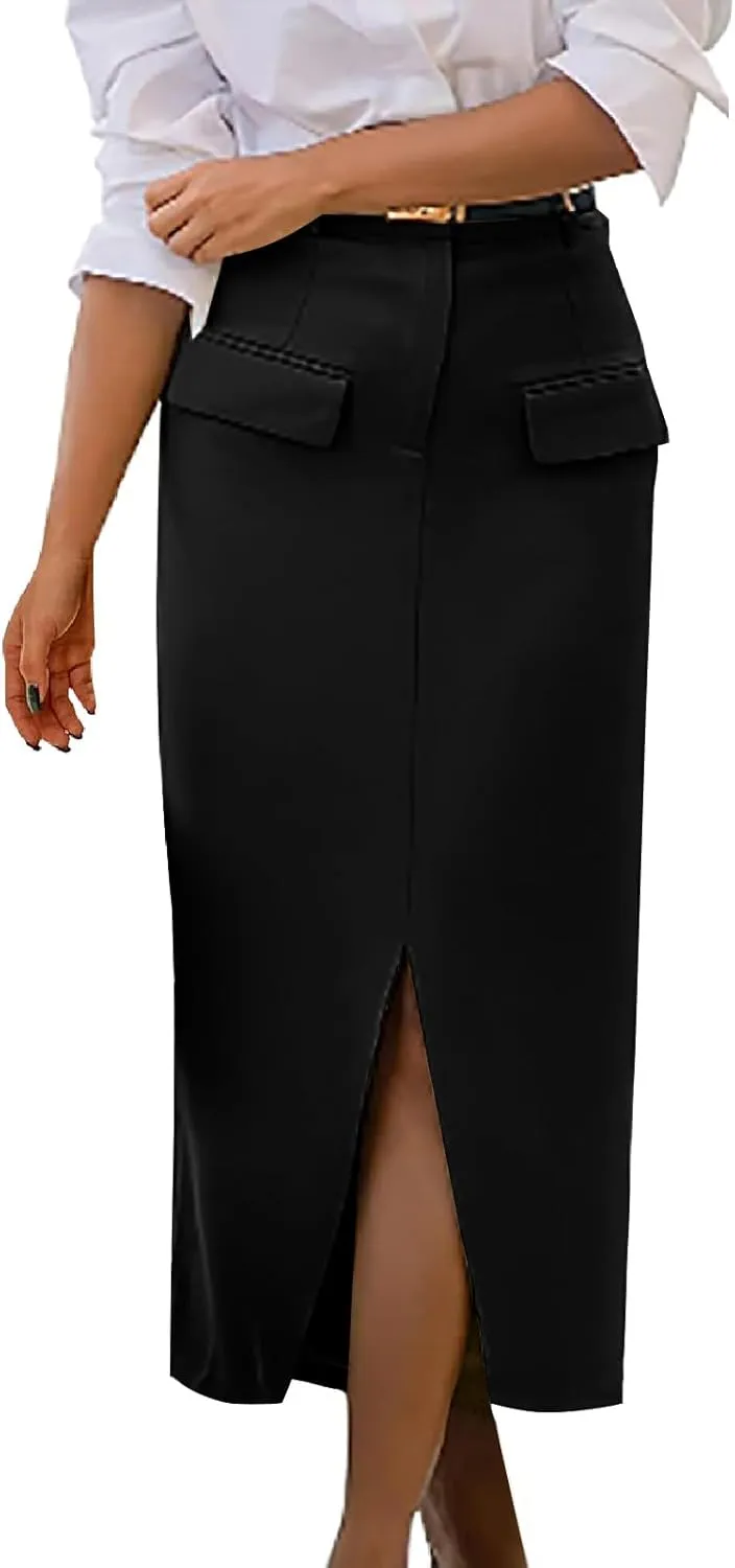Skirts for Women Midi Bodycon Work Elegant Sexy High Cut Slit Pencil Plain Skirt Women 2025