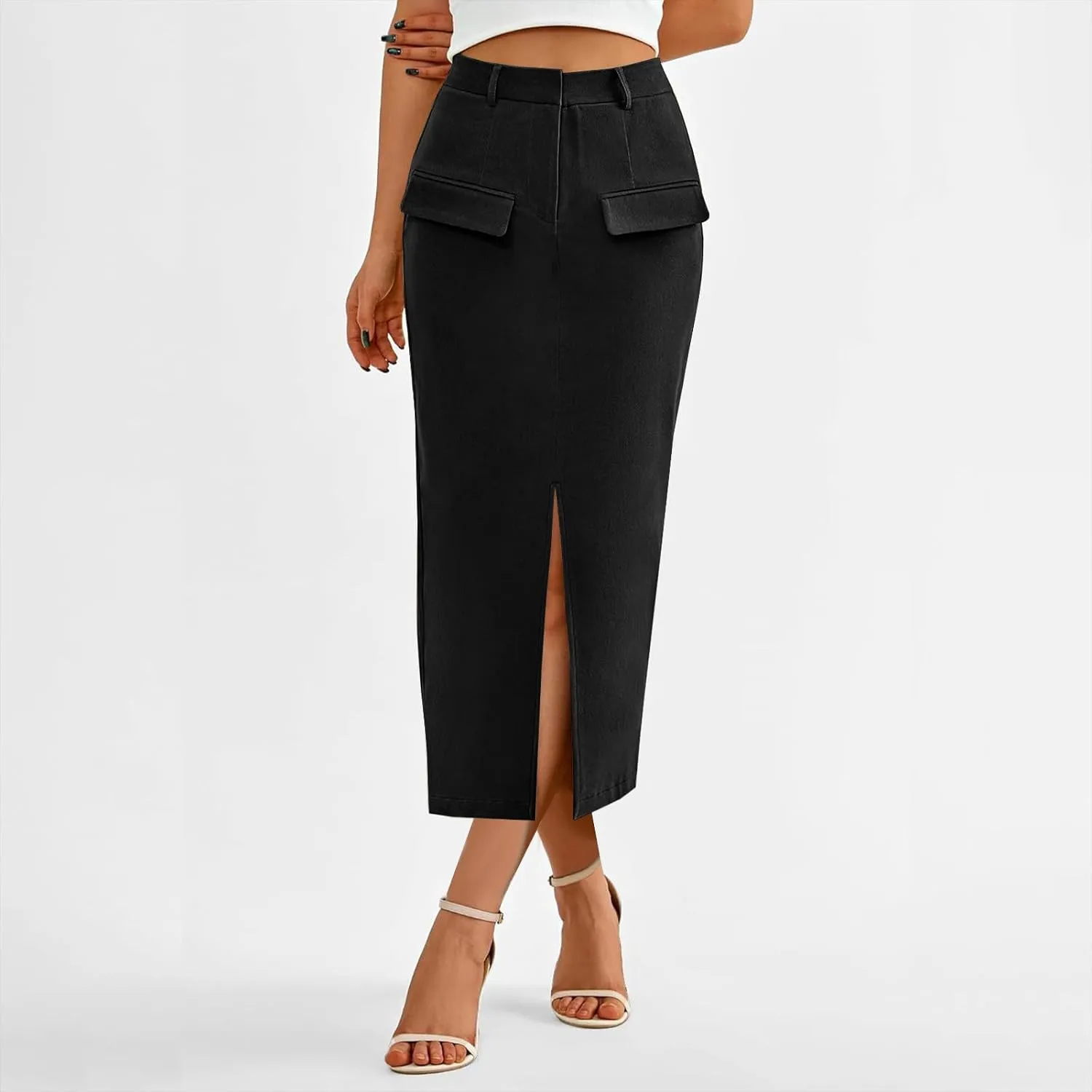 Skirts for Women Midi Bodycon Work Elegant Sexy High Cut Slit Pencil Plain Skirt Women 2025