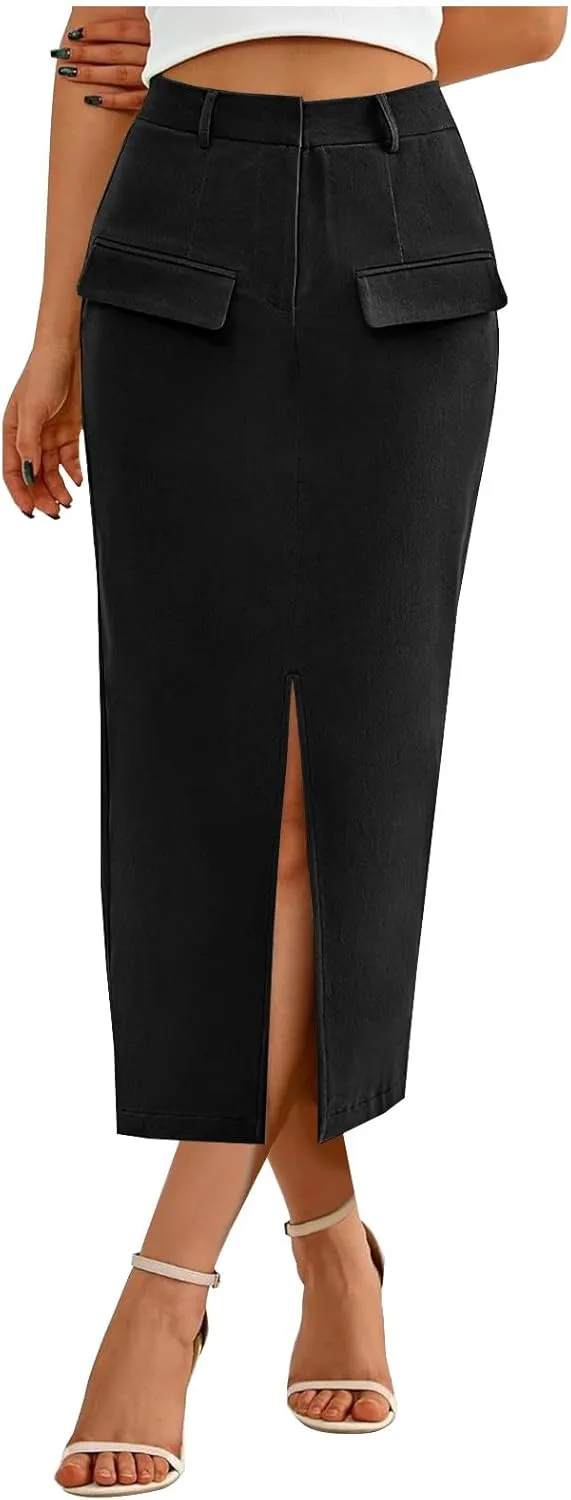 Skirts for Women Midi Bodycon Work Elegant Sexy High Cut Slit Pencil Plain Skirt Women 2025