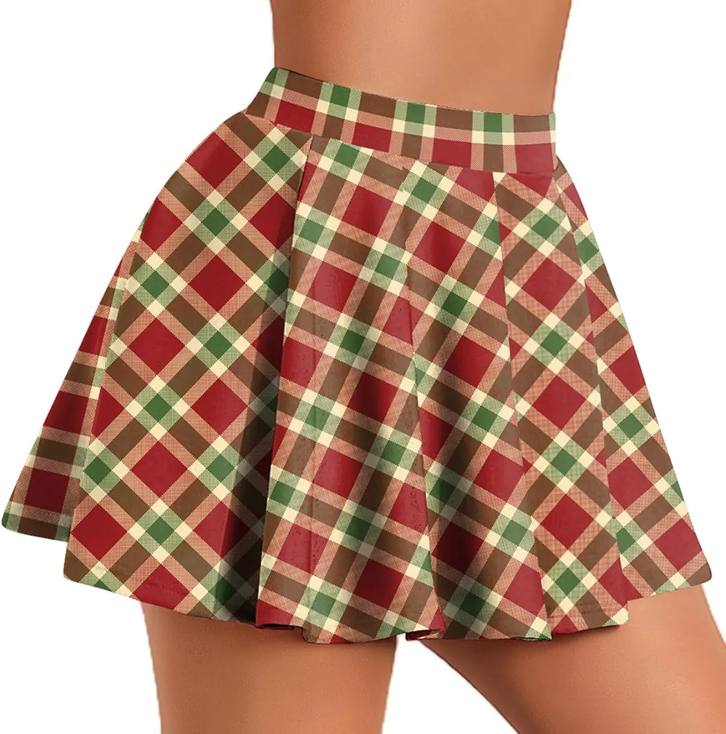 Skirts for Women Trendy Plaid Y2K High Elastic Waist Comfy Silk A-Line Summer Casual Pleated Mini Skirts