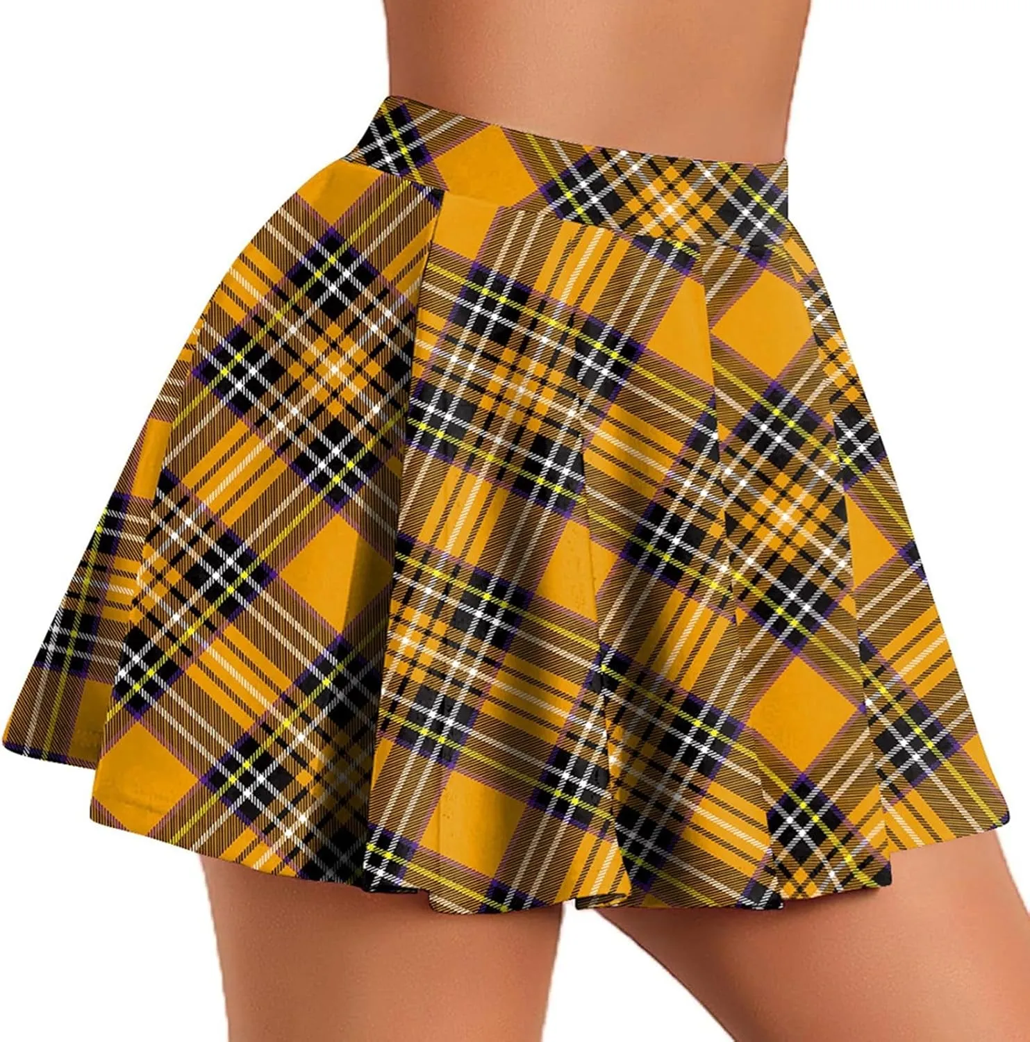 Skirts for Women Trendy Plaid Y2K High Elastic Waist Comfy Silk A-Line Summer Casual Pleated Mini Skirts
