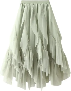 Skirts for Women Trendy Women's A Line Pleated Cheer Skirt Elastic Waistband High Waist Midi Skirts Irregular