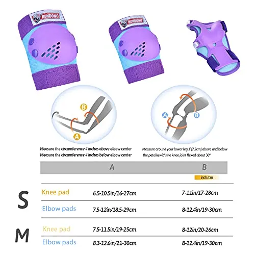 SOHOUR HOME Kids/Youth Knee Pads Elbow Pads Wrist Guards Protective Gear Set for Kids Roller Skates, Inline Skating, Cycling, BMX Bike, Skateboard, Scooter Riding, and Outdoor Extreme Multi-Sports