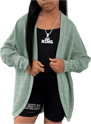 SOLY HUX Girl's Long Sleeve Knitted Cardigan Jacket Open Front Sweater Fall Winter Coat Outerwear