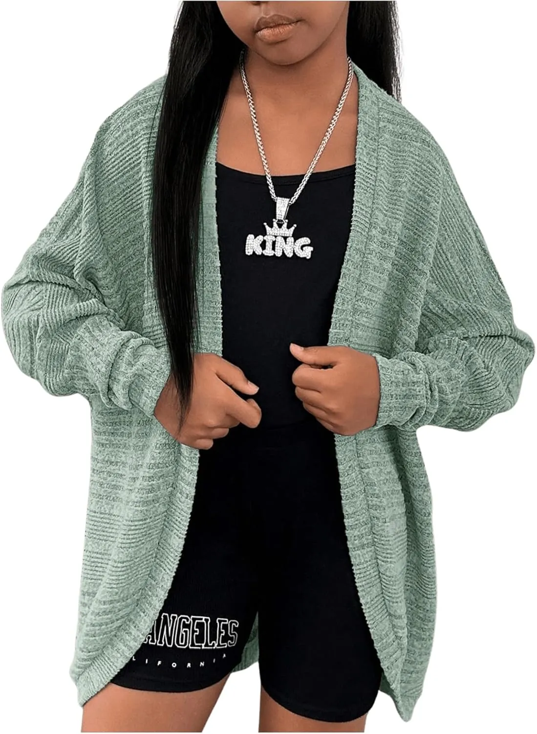 SOLY HUX Girl's Long Sleeve Knitted Cardigan Jacket Open Front Sweater Fall Winter Coat Outerwear