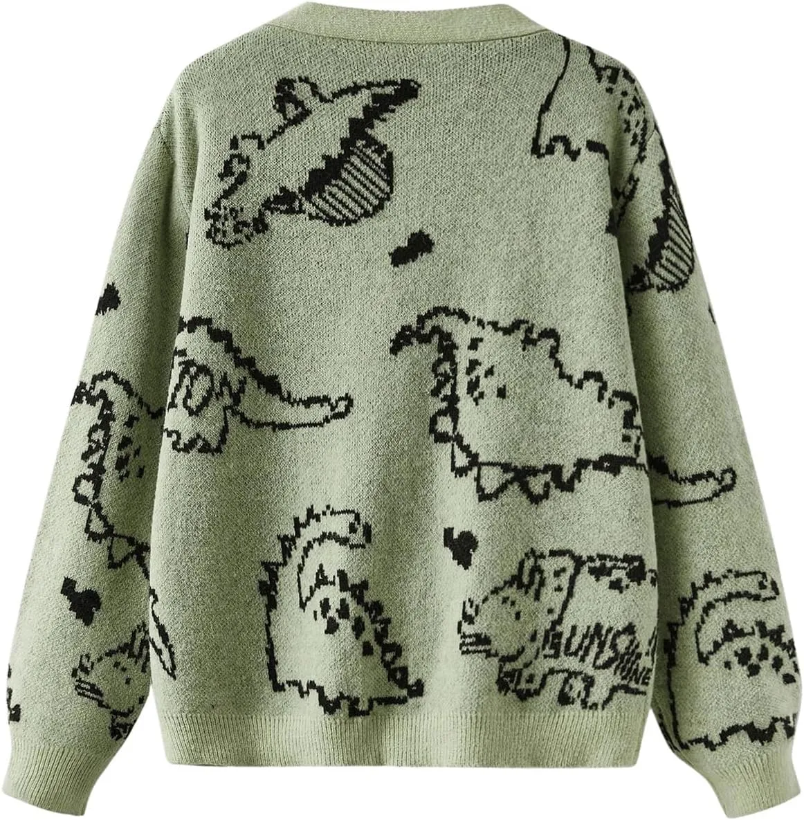 SOLY HUX Women's Plus Size Cute Printed Cardigan Button Down V Neck Sweater Coat Outerwear