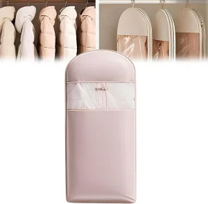 Space Saving Hanging Garment Bag with Self Compression Zipper, Dust Cover Clothes Bags for Down Coat, 1/3 Pcs Space Saver Closet Organizers (Pink,Medium)