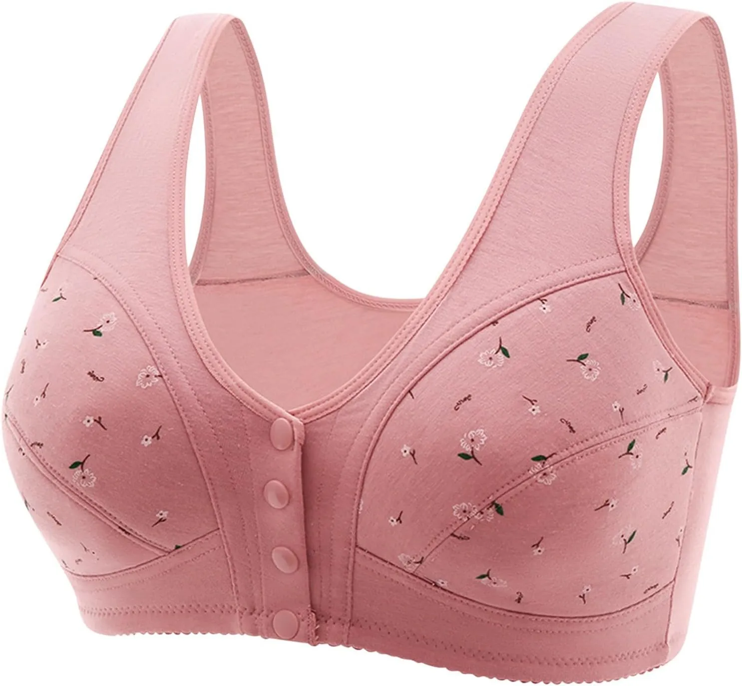 Sports Bras for Women Wirefree Front Button Closeure Bra Easy Close Bra Soft Cup Sleep Bra for Mom Grandma Gift