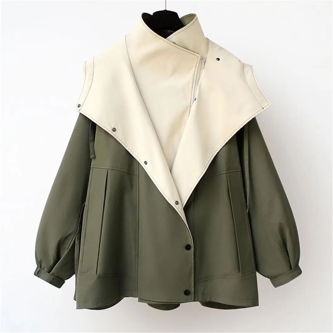 Spring And Autumn Women's Mid-Length Trench Coat Hooded Zipper Loose Jacket Korean Version Fashion