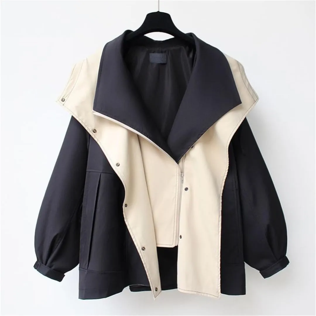 Spring And Autumn Women's Mid-Length Trench Coat Hooded Zipper Loose Jacket Korean Version Fashion