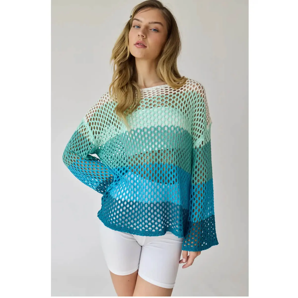 Striped Crochet Knit Top