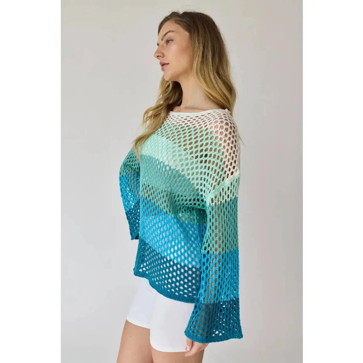 Striped Crochet Knit Top