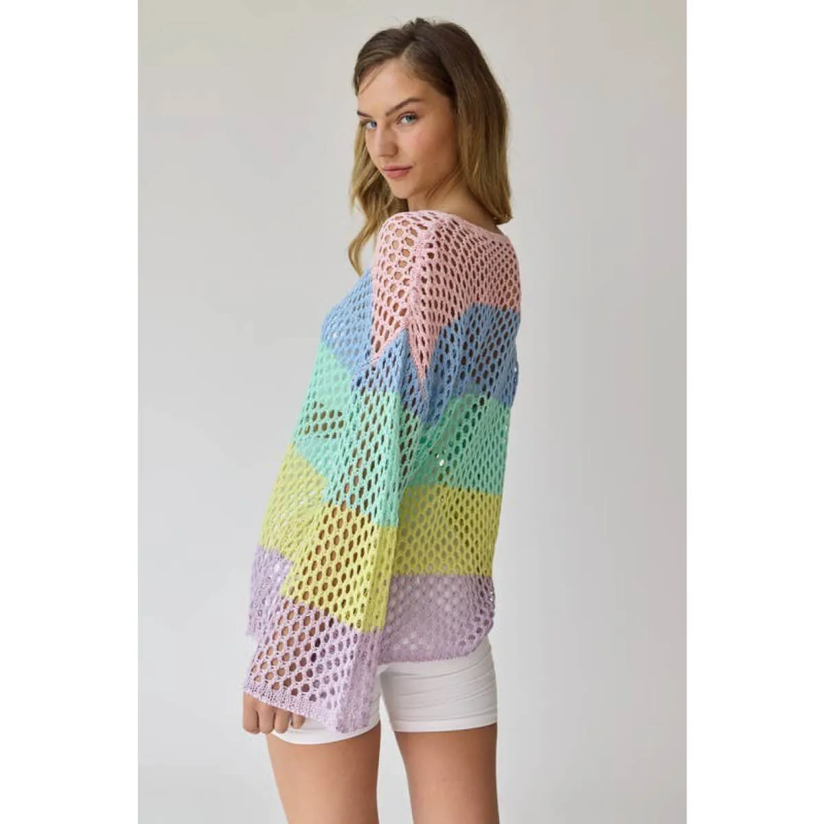 Striped Crochet Knit Top