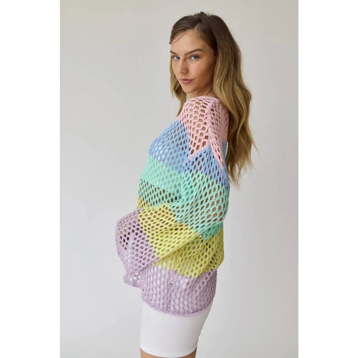Striped Crochet Knit Top