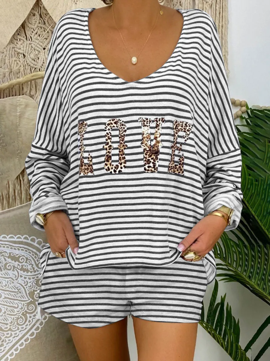 Striped Printed Long Sleeve Suit