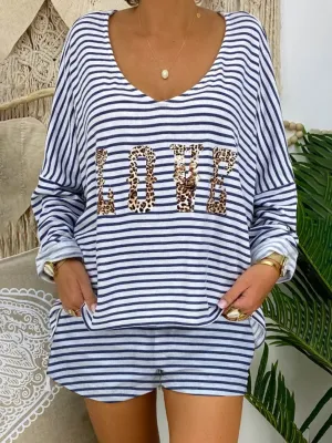 Striped Printed Long Sleeve Suit
