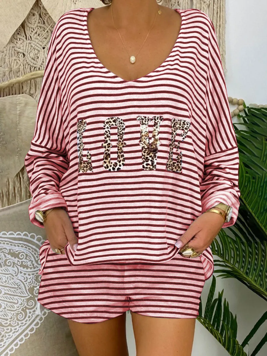 Striped Printed Long Sleeve Suit
