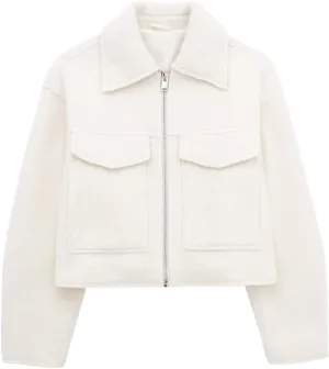 Sumleno Womens Trendy Cropped Bomber Jacket Turn-Down Collar Zip Up Long Sleeve Y2k Varsity Jackets Fall Winter Outfits