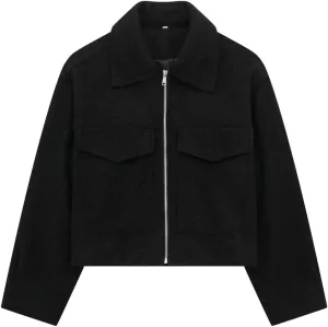 Sumleno Womens Trendy Cropped Bomber Jacket Turn-Down Collar Zip Up Long Sleeve Y2k Varsity Jackets Fall Winter Outfits
