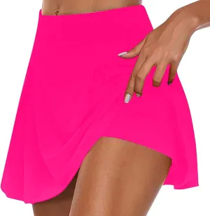 Summer Athletic Skorts for Women Trendy High Waisted Skirts with Shorts Underneath Stretch Workout Running Gym Shorts