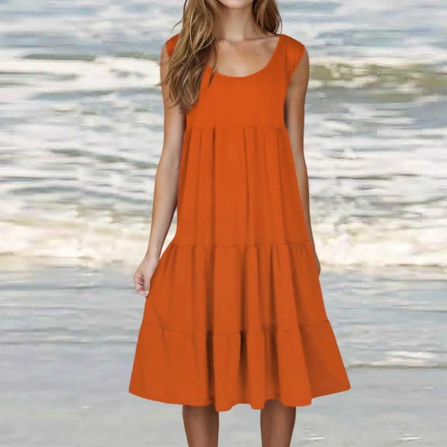 Summer Dresses for Women 2025 Trendy Plus Size Sleeveless Cute Sundresses Casual Loose Boho Beach Flowy Midi Dress