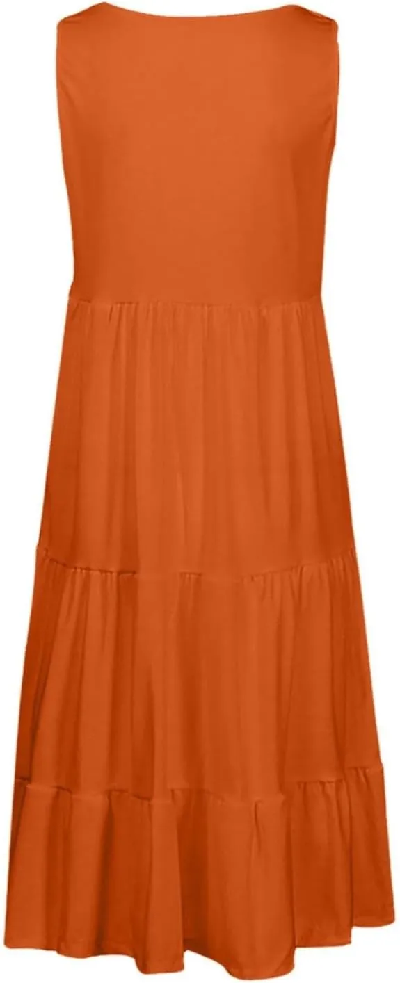 Summer Dresses for Women 2025 Trendy Plus Size Sleeveless Cute Sundresses Casual Loose Boho Beach Flowy Midi Dress