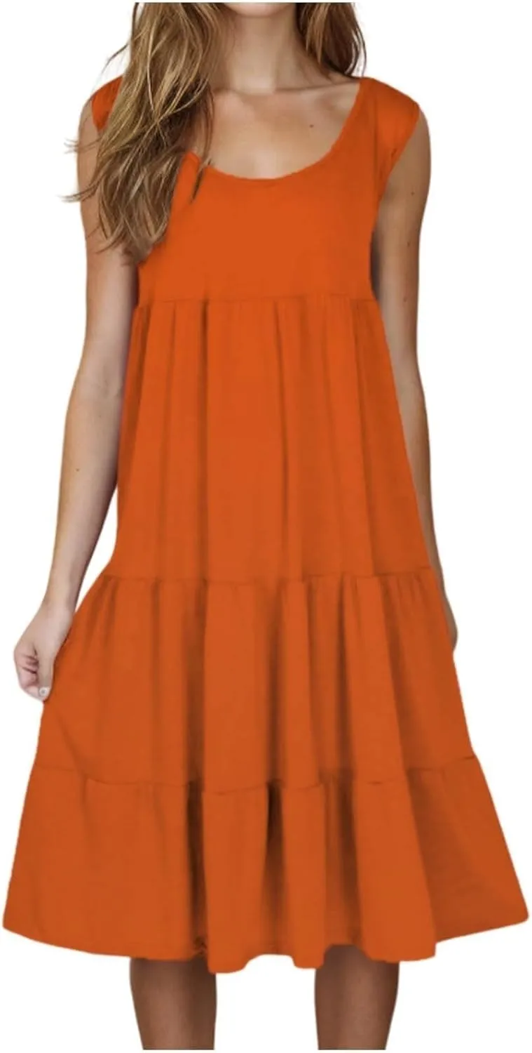 Summer Dresses for Women 2025 Trendy Plus Size Sleeveless Cute Sundresses Casual Loose Boho Beach Flowy Midi Dress