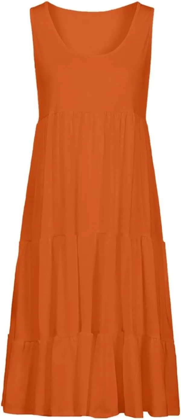 Summer Dresses for Women 2025 Trendy Plus Size Sleeveless Cute Sundresses Casual Loose Boho Beach Flowy Midi Dress