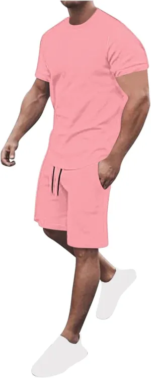 Summer Sets Men 2 Pieces Beach Outfits Lounge Pajamas Short Sleeve Shirt and Drawstring Shorts Quick Dry Soft Sleepwear