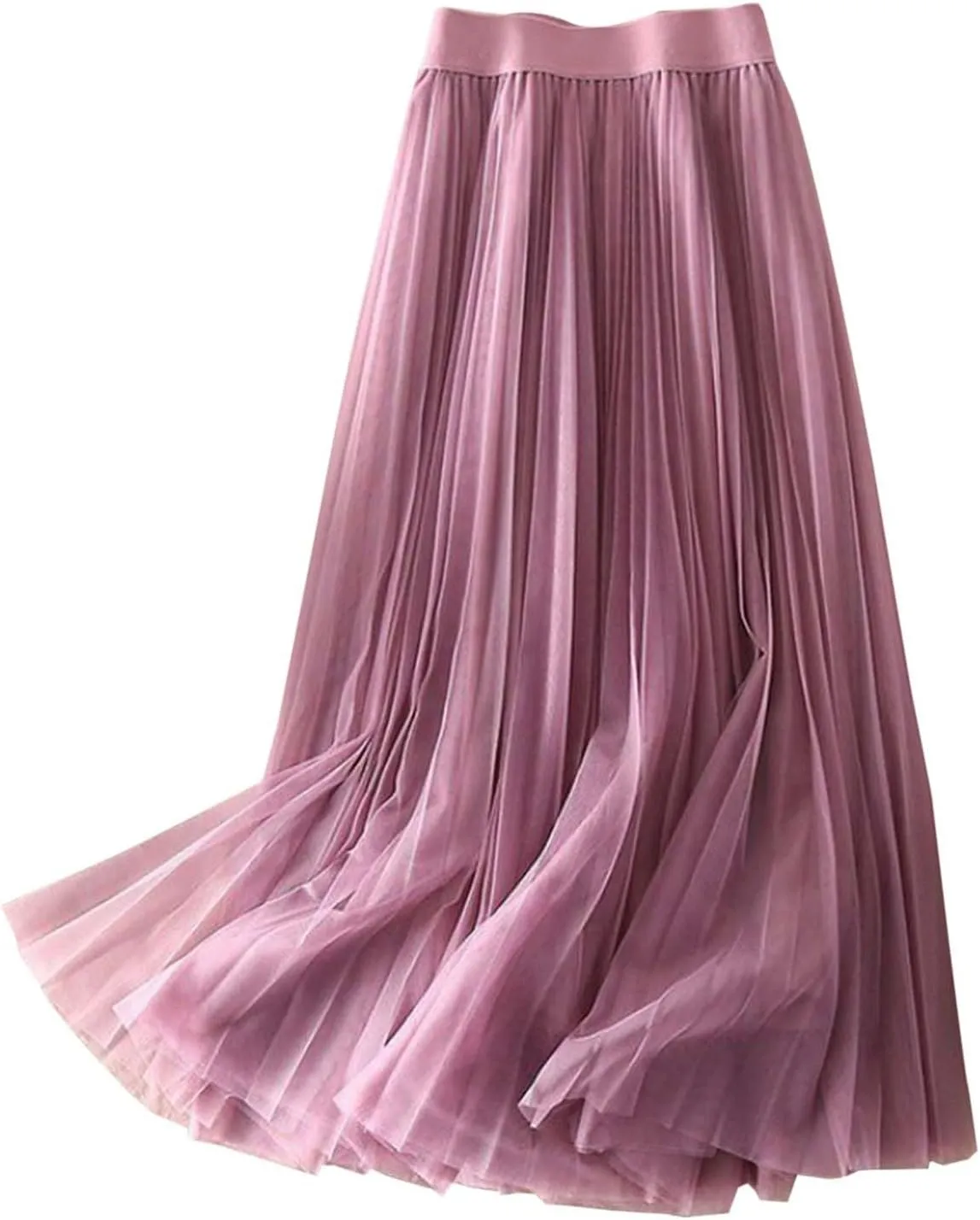 Summer Skirt for Vacation Womens High Elastic Waist Lightweight Sheer A-Line Pleated Flared Maxi Shirts Long Trendy