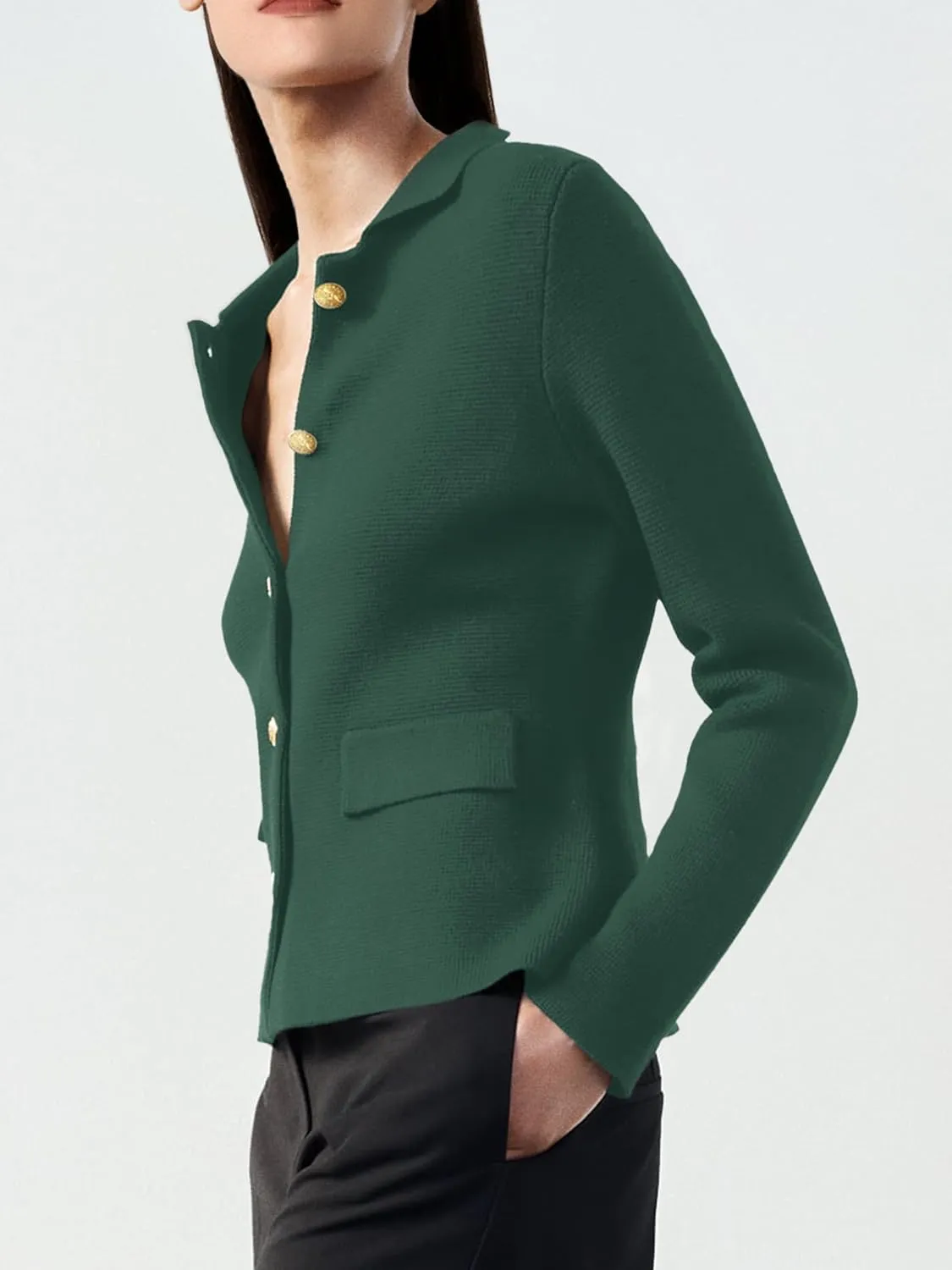 SuperPrity Cardigan Sweaters for Women Long Sleeve Lightweight Cropped Knit Blazer Button Jacket 2024 Fashion Fall Outfits
