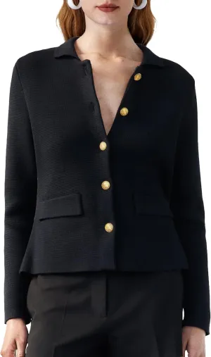 SuperPrity Cardigan Sweaters for Women Long Sleeve Lightweight Cropped Knit Blazer Button Jacket 2024 Fashion Fall Outfits