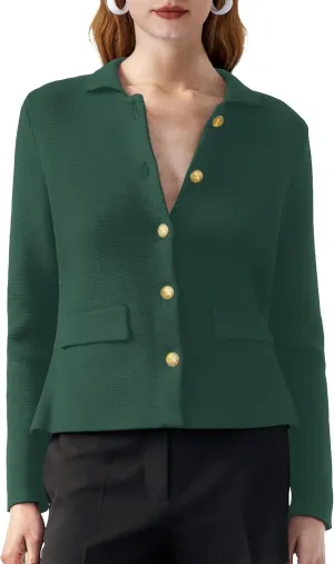 SuperPrity Cardigan Sweaters for Women Long Sleeve Lightweight Cropped Knit Blazer Button Jacket 2024 Fashion Fall Outfits