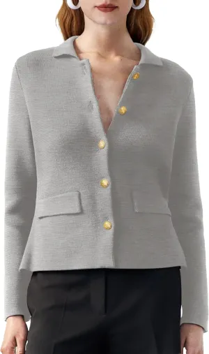 SuperPrity Cardigan Sweaters for Women Long Sleeve Lightweight Cropped Knit Blazer Button Jacket 2024 Fashion Fall Outfits