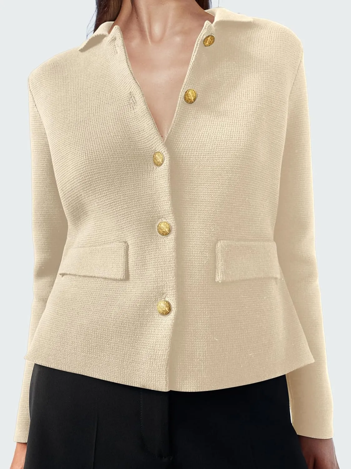 SuperPrity Cardigan Sweaters for Women Long Sleeve Lightweight Cropped Knit Blazer Button Jacket 2024 Fashion Fall Outfits