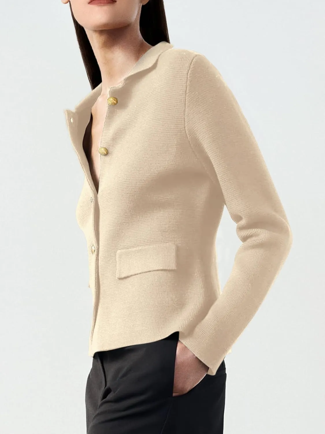SuperPrity Cardigan Sweaters for Women Long Sleeve Lightweight Cropped Knit Blazer Button Jacket 2024 Fashion Fall Outfits