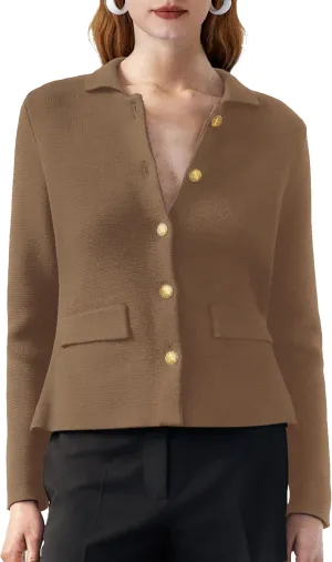 SuperPrity Cardigan Sweaters for Women Long Sleeve Lightweight Cropped Knit Blazer Button Jacket 2024 Fashion Fall Outfits