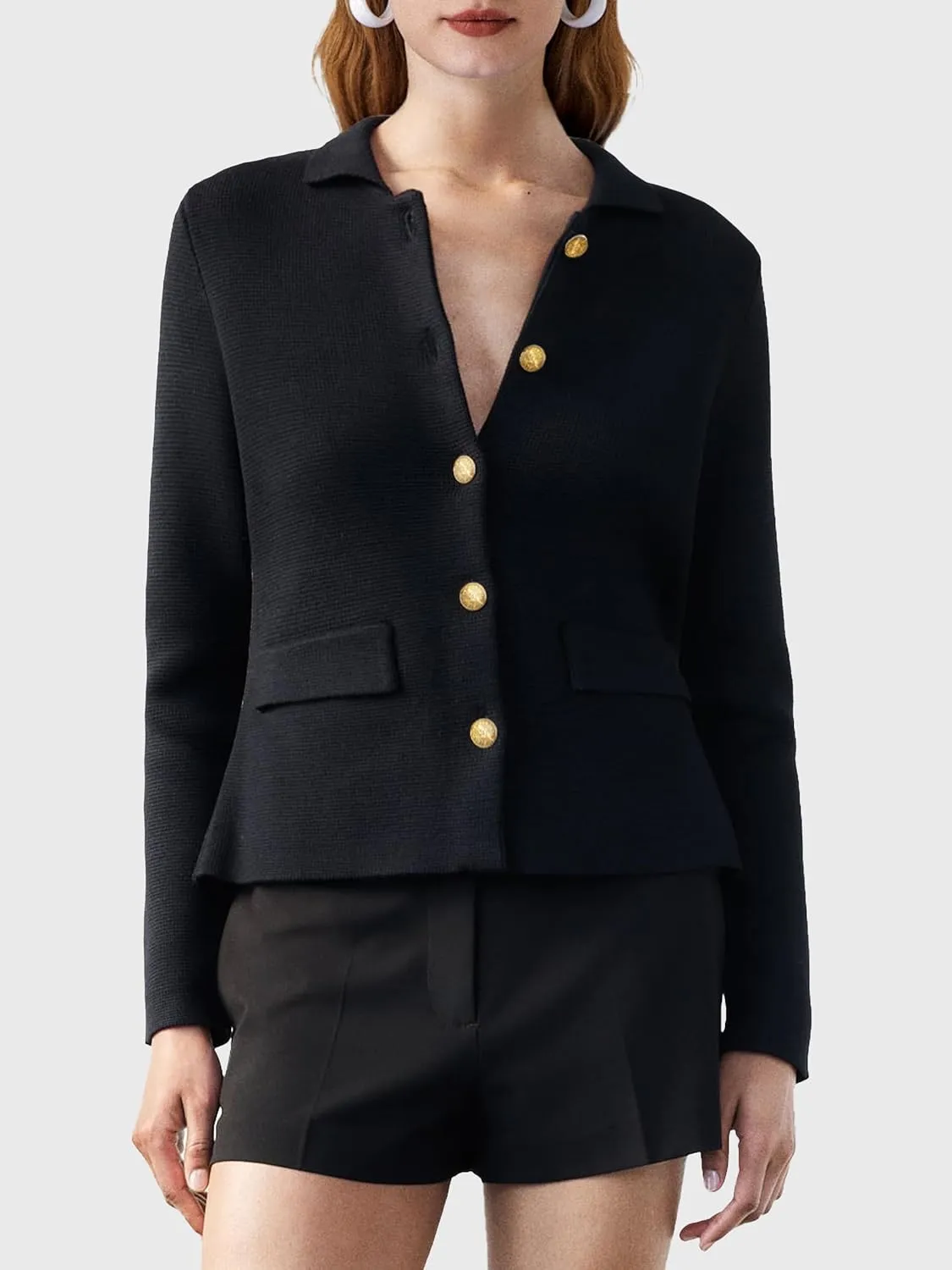 SuperPrity Cardigan Sweaters for Women Long Sleeve Lightweight Cropped Knit Blazer Button Jacket 2024 Fashion Fall Outfits