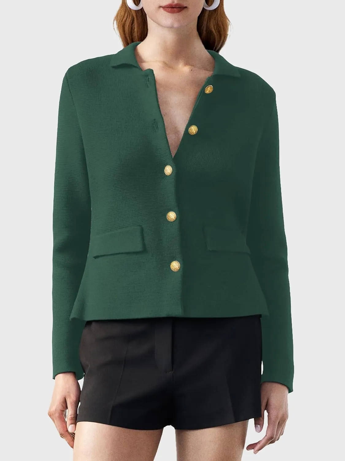 SuperPrity Cardigan Sweaters for Women Long Sleeve Lightweight Cropped Knit Blazer Button Jacket 2024 Fashion Fall Outfits