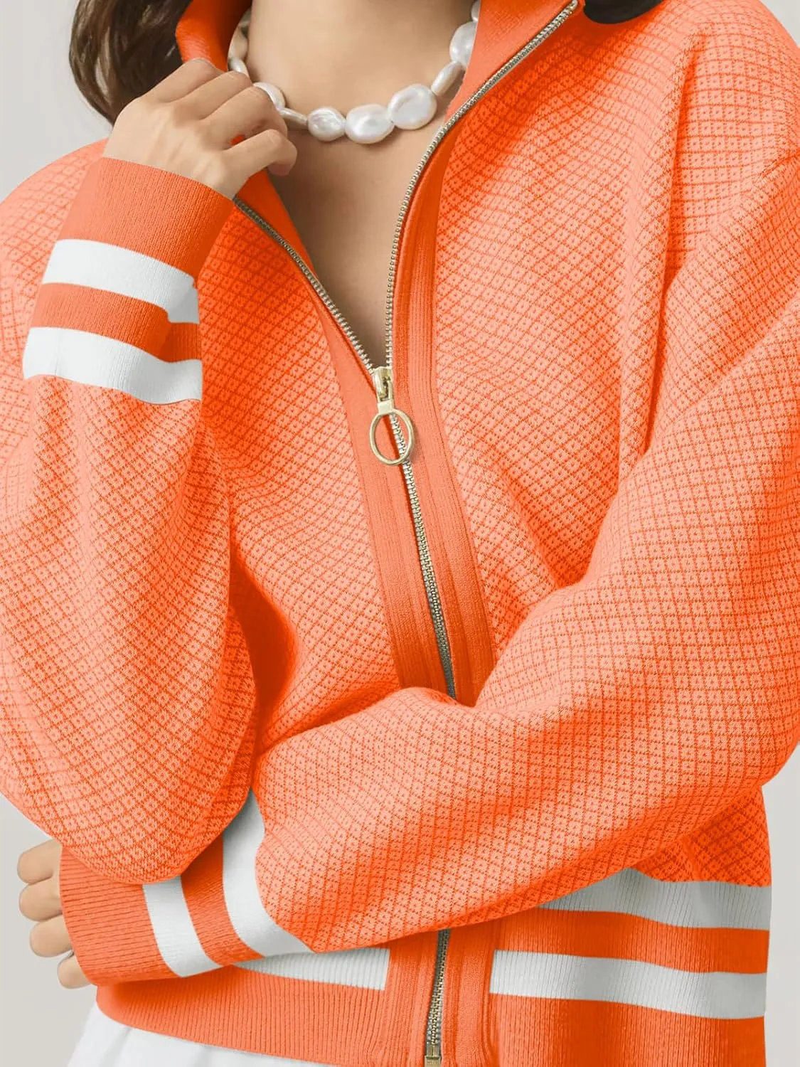 SuperPrity Cardigan Sweaters for Women Long Sleeve Zip Up Lightweight Knit Jacket 2024 Fashion Fall Baseball Coats Outwear