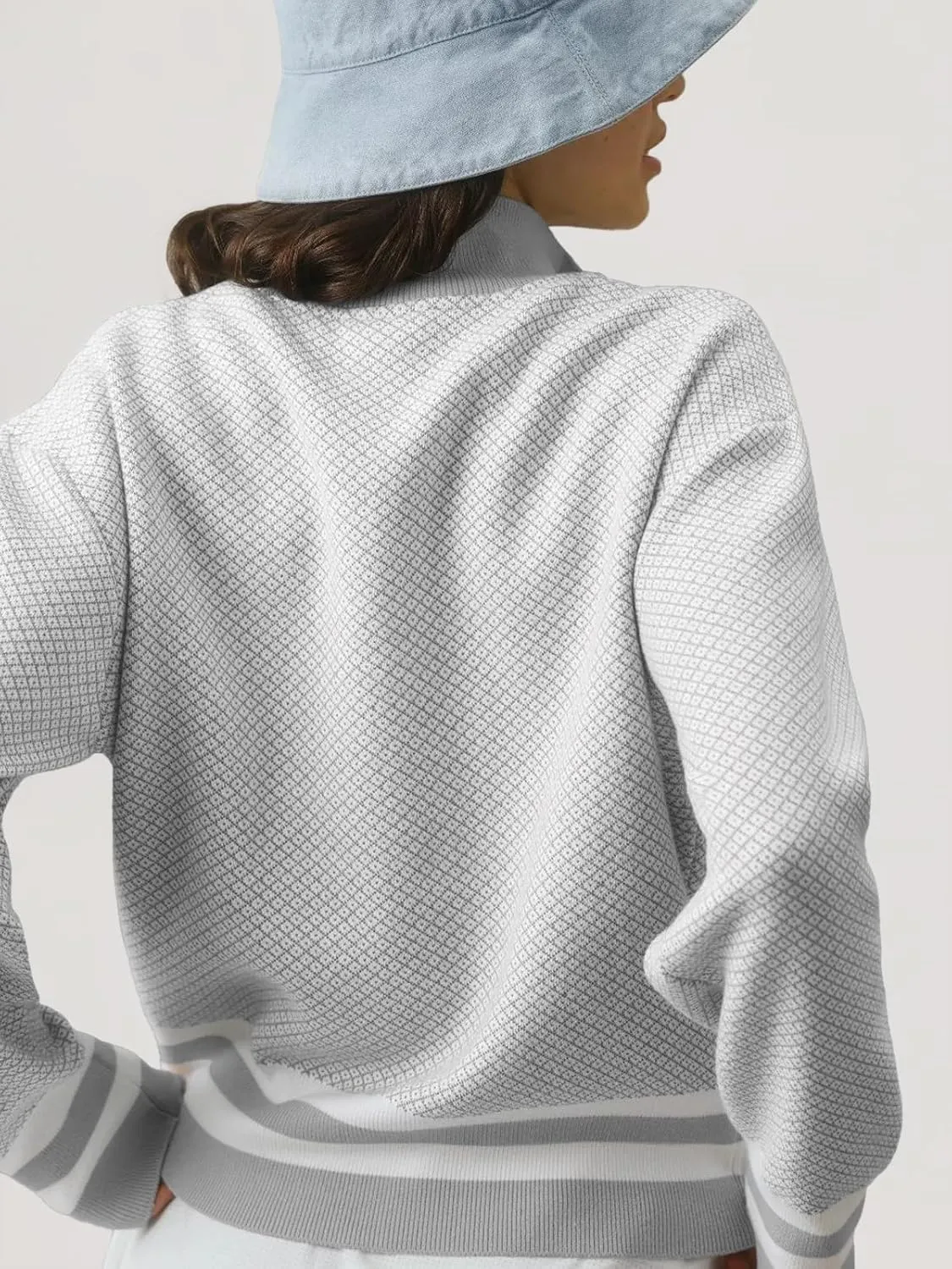 SuperPrity Cardigan Sweaters for Women Long Sleeve Zip Up Lightweight Knit Jacket 2024 Fashion Fall Baseball Coats Outwear