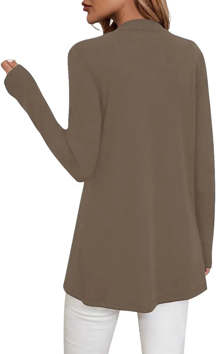 Sweet Hearts Long Sleeve Black Cardigan for Women- Lightweight Open Front Knit Sweaters Womens Kimonos Fall Duster