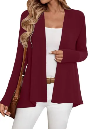 Sweet Hearts Long Sleeve Black Cardigan for Women- Lightweight Open Front Knit Sweaters Womens Kimonos Fall Duster