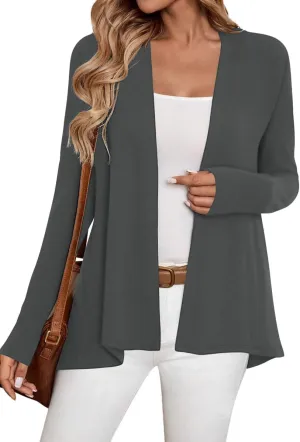 Sweet Hearts Long Sleeve Black Cardigan for Women- Lightweight Open Front Knit Sweaters Womens Kimonos Fall Duster