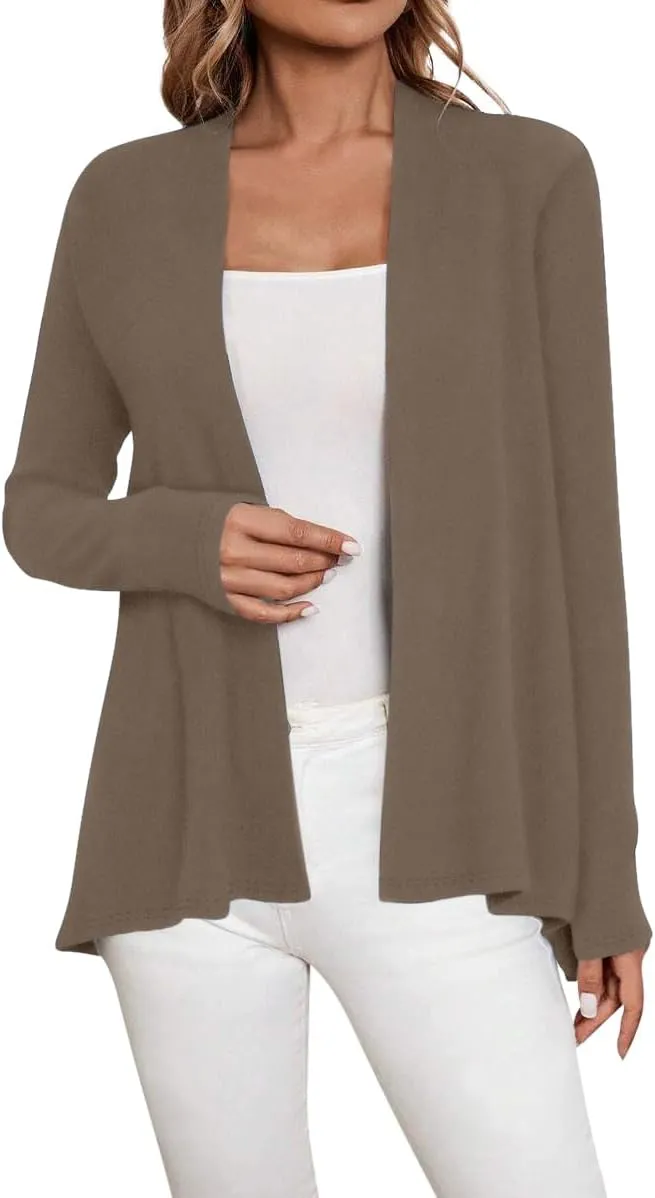 Sweet Hearts Long Sleeve Black Cardigan for Women- Lightweight Open Front Knit Sweaters Womens Kimonos Fall Duster