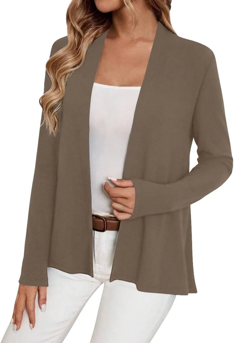 Sweet Hearts Long Sleeve Black Cardigan for Women- Lightweight Open Front Knit Sweaters Womens Kimonos Fall Duster
