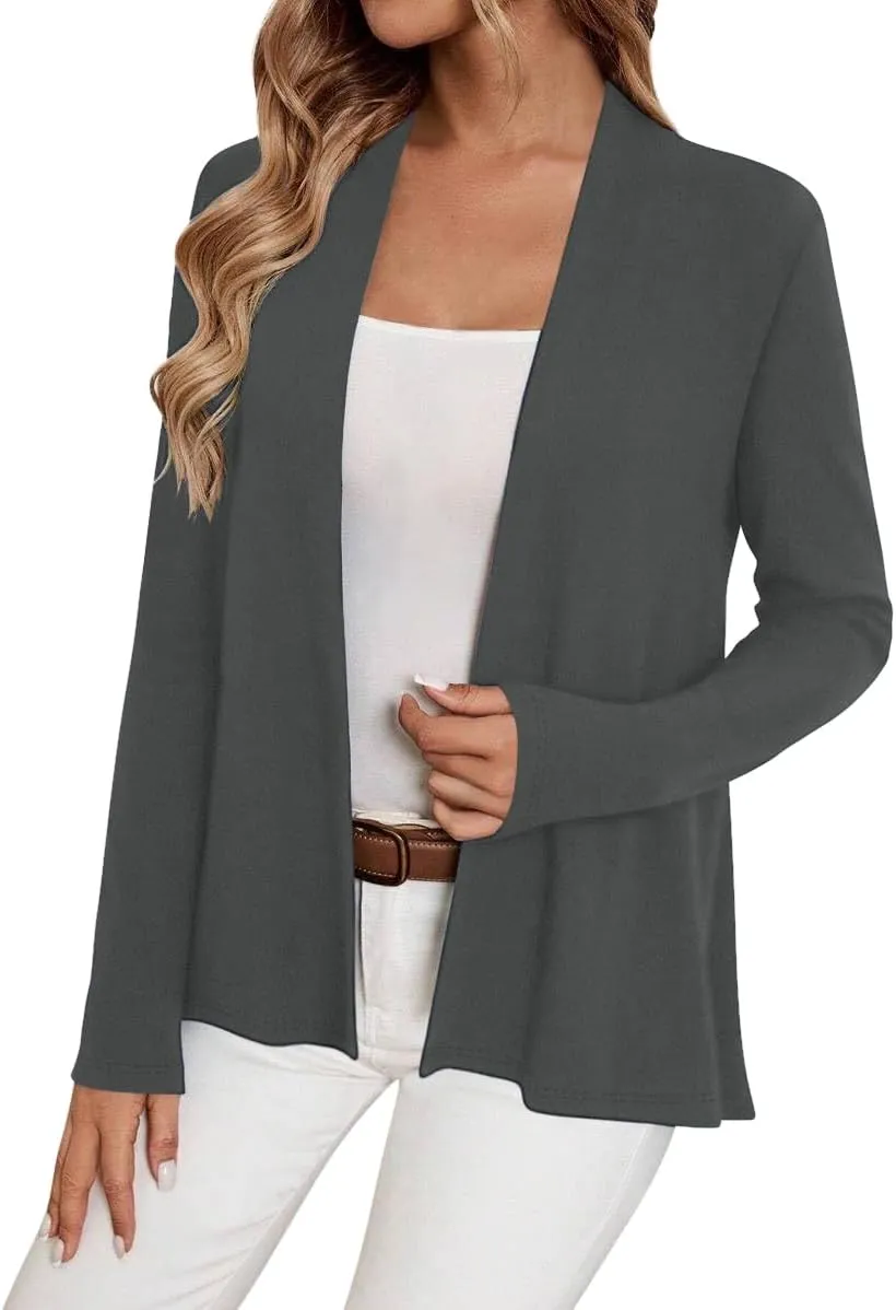 Sweet Hearts Long Sleeve Black Cardigan for Women- Lightweight Open Front Knit Sweaters Womens Kimonos Fall Duster