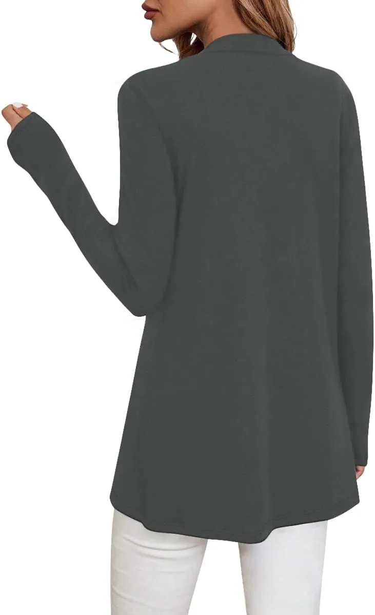 Sweet Hearts Long Sleeve Black Cardigan for Women- Lightweight Open Front Knit Sweaters Womens Kimonos Fall Duster